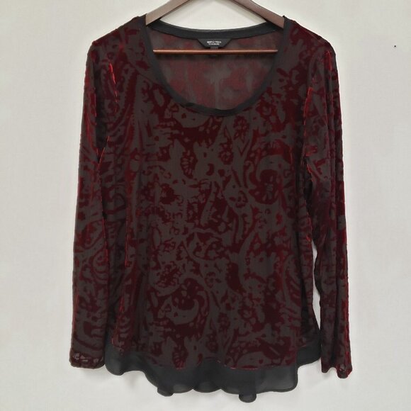 Simply Vera Wang Womens Velvet Burnout Top Size XL Black Sheer Vamp Whimsigoth - Picture 1 of 10